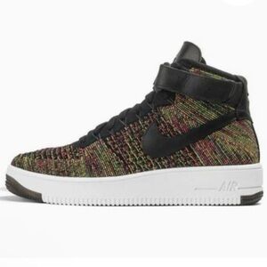 RARE Nike Air Force 1 Ultra Flyknit Mid 'Multicolor Black' 817420-002, Size 9